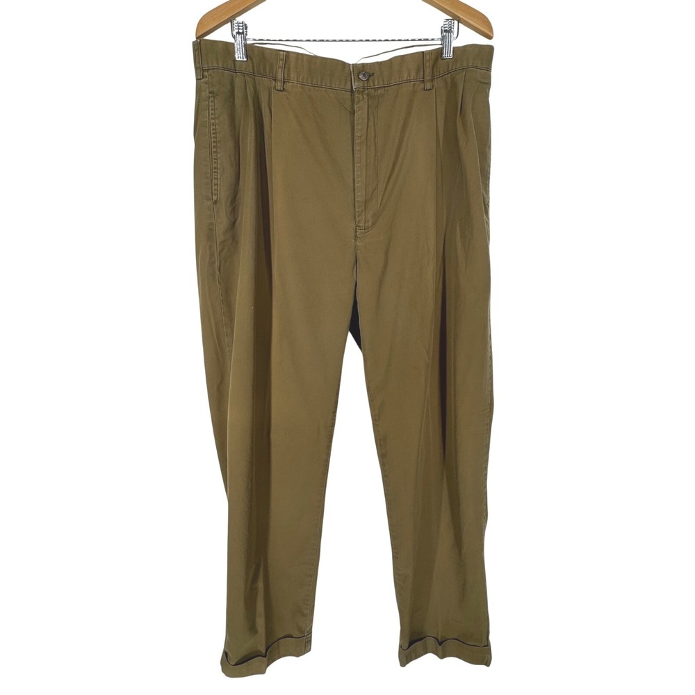 Polo Ralph Lauren Hammond Pant Mens Khaki Pleated Cotton Chino Size 38x32 90s